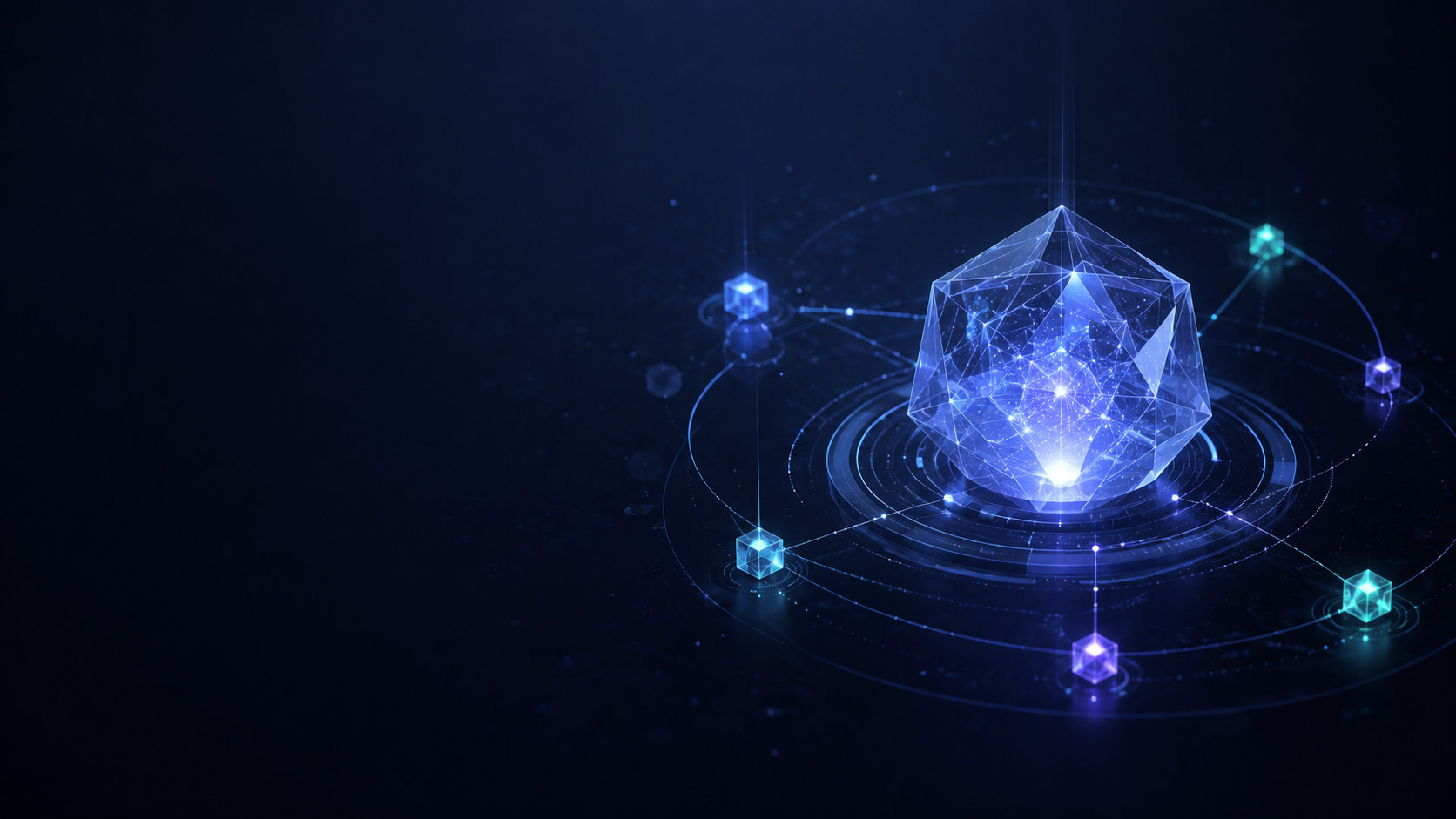 A crystalline knowledge core connected to a network of smaller nodes